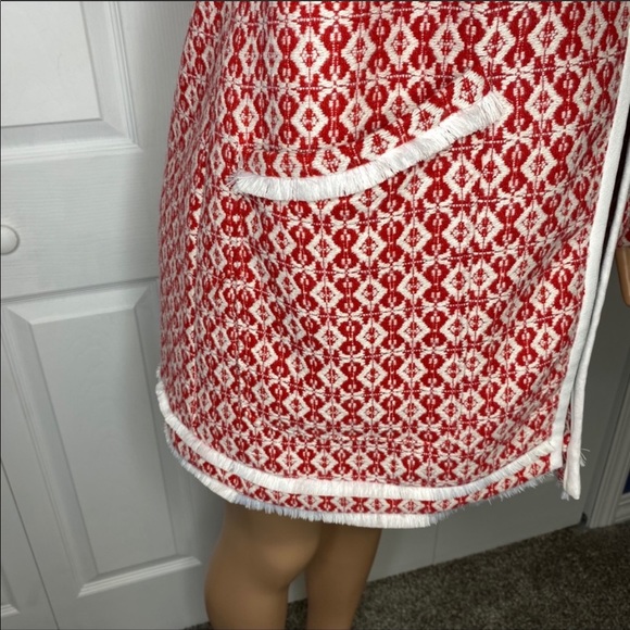 Cynthia Rowley Red White Print Open Lined Blazer L - Picture 5 of 9